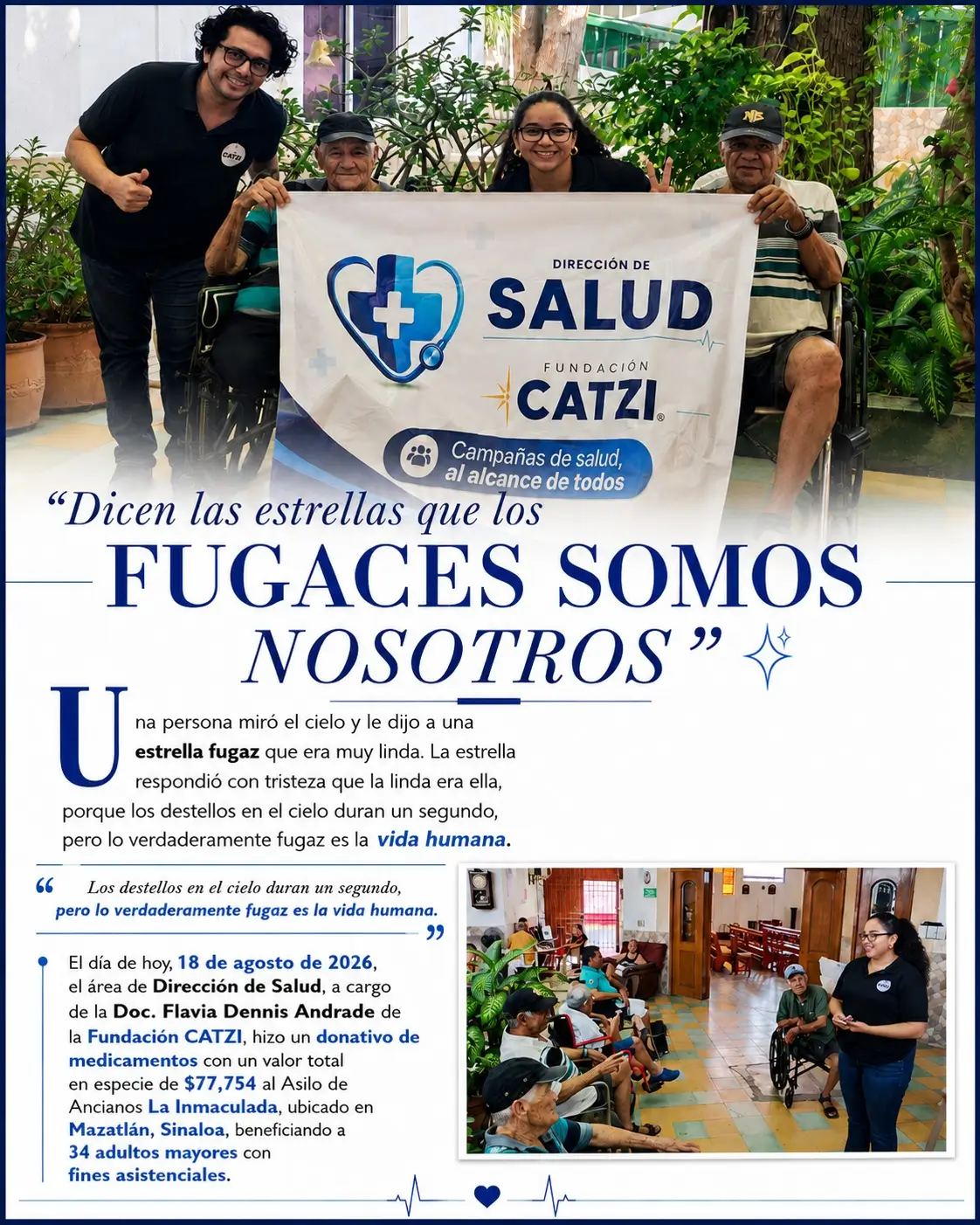 Donativo de medicamentos de Fundación Catzi al Asilo de Ancianos La Inmaculada en Mazatlán
